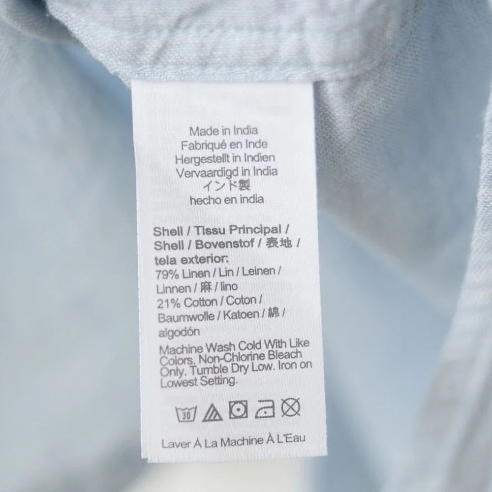 J Crew Classic Linen Cotton Blend Mens XL Light Blue Chambray AL179